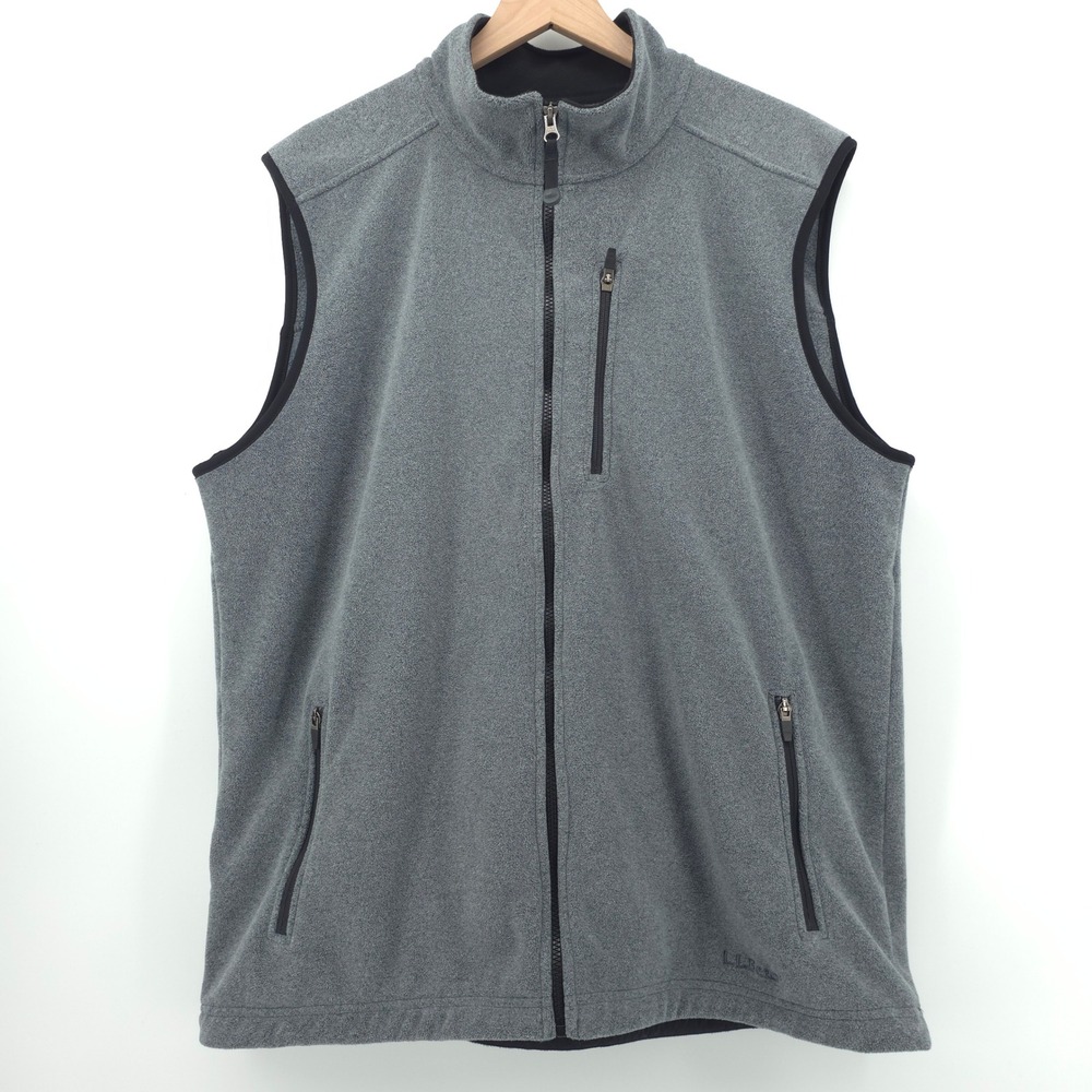 L.L. Bean Mens Fleece Vest XL Tall Gray Gorpcore Hiking Layering